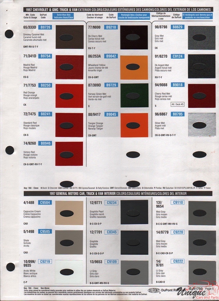 1997 GMC Truck Paint Charts DuPont 2